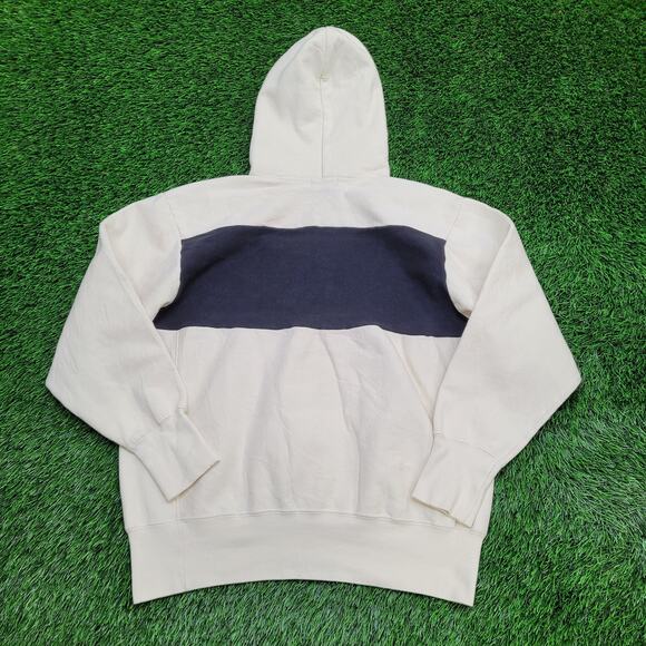 POLO Jeans Colorblock Hoodie Large 23x25 Ivory Blue Ralph-Lauren - Picture 2 of 14